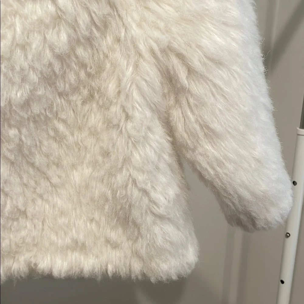 Gymboree Cream Faux Fur Jacket Elegant Open Front Design